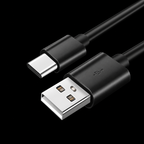 USB-C cable connector detail on black